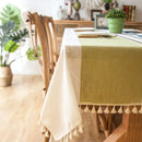 Decorative Cotton and Linen Tablecloth with Tassels Waterproof and Oil-Proo