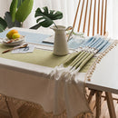 Decorative Cotton and Linen Tablecloth with Tassels Waterproof and Oil-Proo