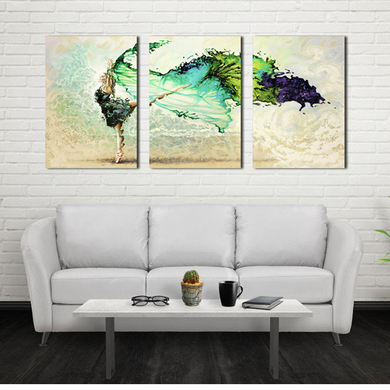 Miico Hand Painted Three Combination Decorative Paintings Dancing Youth Wall Art For Home Decoration