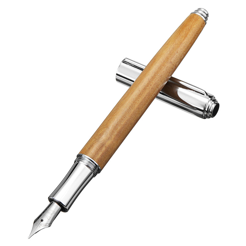 Handmade Nature Wood Barrel China Fountain Pen Extra Fine Nib 0.38mm Writing Pen