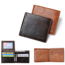 RFID Blocking Men's Purse Genuine Leather Bifold Anti Theft Credit Card Wallet