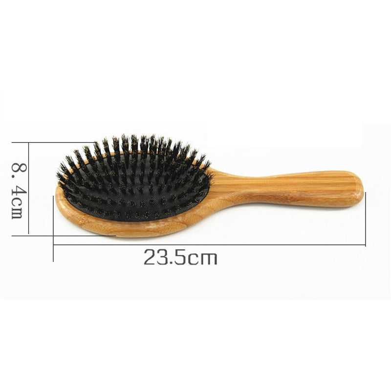 Hair Brush Boar Bristle Hair Brush with Nylon Pins Bamboo Paddle Detangler