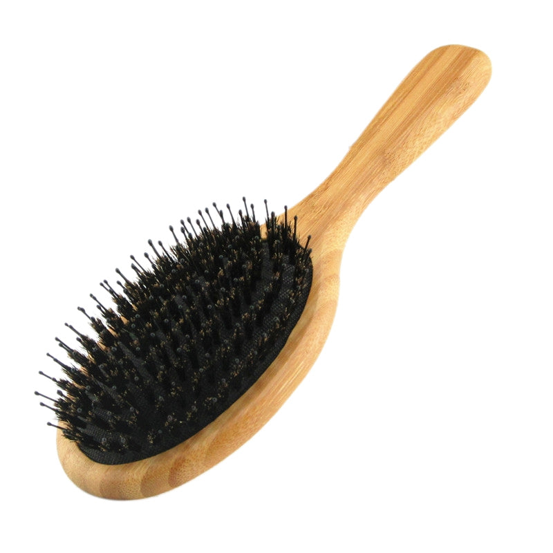 Hair Brush Boar Bristle Hair Brush with Nylon Pins Bamboo Paddle Detangler