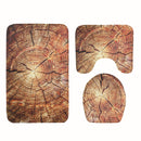 Honana BX 3 Pcs Creative Wood Pattern Non Slip Carpet Bathroom Bath Mat Toilet Cover Lid Toilet Mat