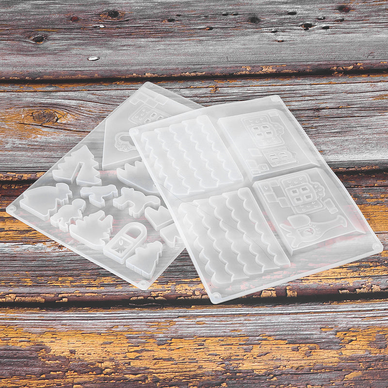 2Pcs Handmade Mould Christmas Tree House Silicone Mold DIY Clay Epoxy Resin Pendant