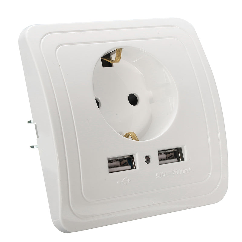 Excellway KI09 5V 2A Dual USB Port Wall Charger Adapter EU Plug Sockets Power Outlet