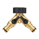 3/4" Brass 2 Way Hose Manifold Quick Connector Nozzle Y-Type Tap Water Splitter Garden Faucet Watering Pipe Adapter
