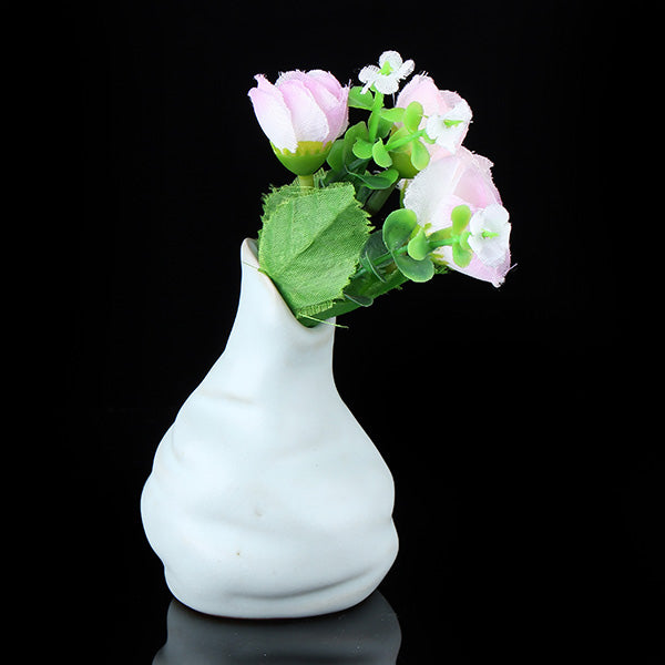 6 Patterns Ceramic Vase Ornament Handmade Flower Arrangement Pottery Flambe Glazed Decor Green