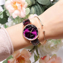 Deffrun Crystal Casual Style Women Wrist Watch Leather Strap Gift Quartz Watches