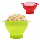 Microwave Popcorn Popper Collapsible Silicone Bowl with Lid and Handles(Red G8B8