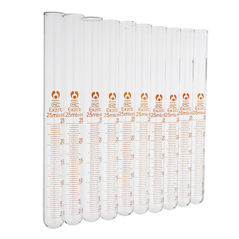10Pcs/Set Glass Clear Graduated Test Tube Measuring Calibration Tube 5/10/20/25/50mL for Lab Experiment