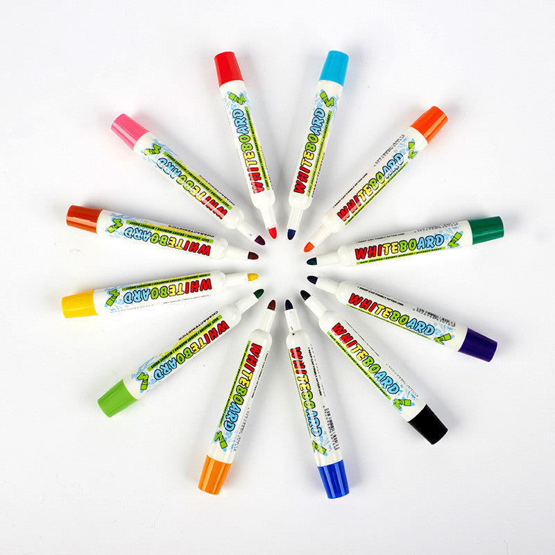 12Pcs White Board Maker Pen Erasable Whiteboard Marker Liquid Chalk Office School Supplies