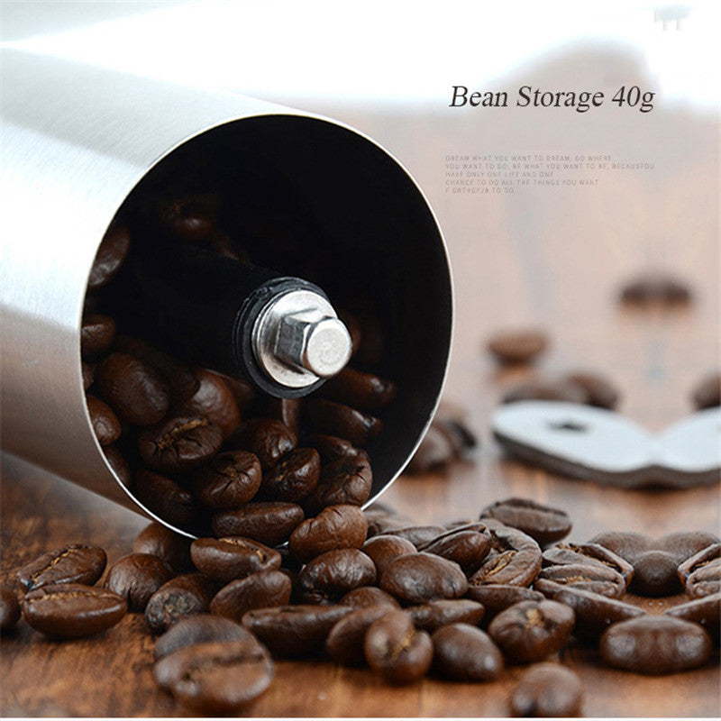 Silver Coffee Grinder Mini Stainless Steel Manual Handmade Coffee Bean Burr Grinders Kitchen Tool