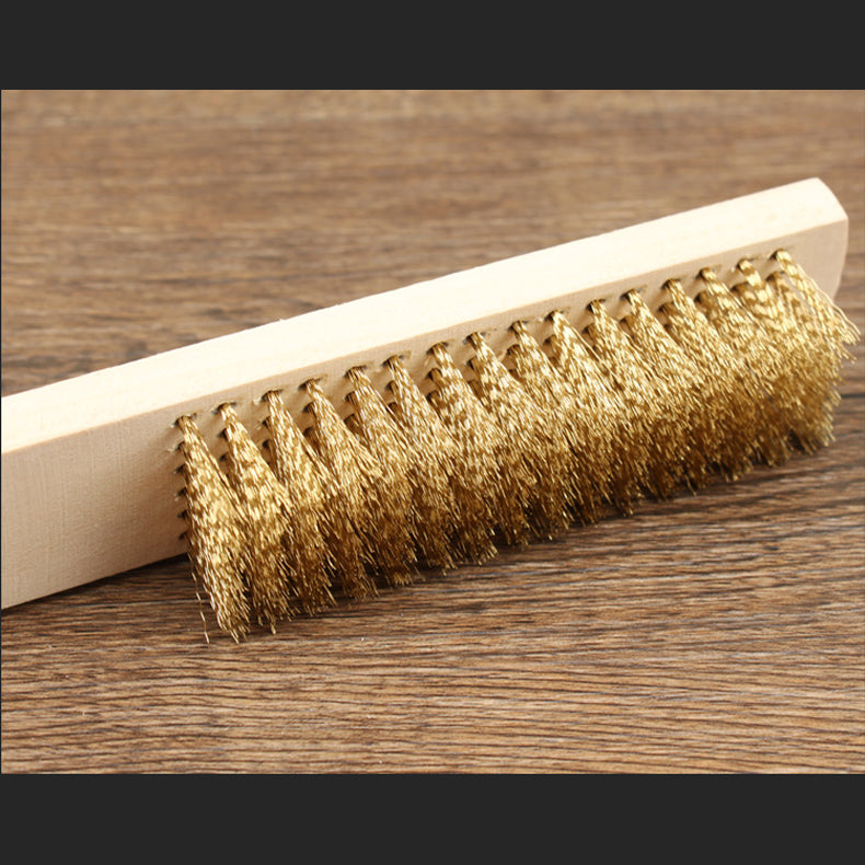 MYTEC Square Copper Wire Brush with Wooden Handle Cleaning Soft Soft Multifunctional File Sawdust Cleaning Brush Derusting Tool