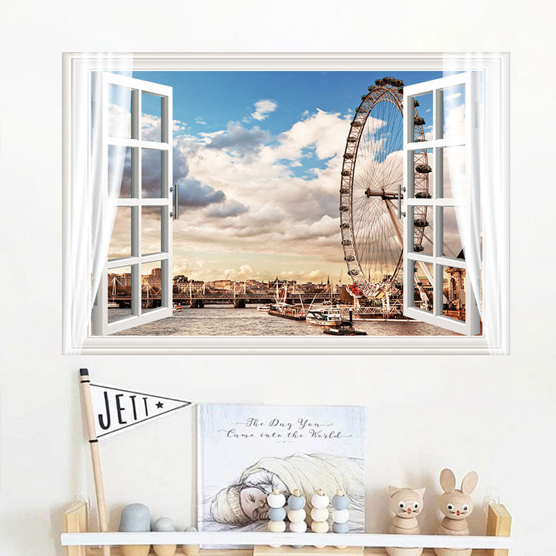 Miico FX82014 Ferris Wheel Landscape Wall Sticker Removable Sticker Window Printing Home Decoration Wall Sticker