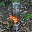 Camping Stove Set Portable Wood Burning Furnace Picnic Pot Portable Stainless Steel Cookware