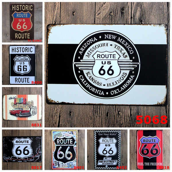 American Route 66 Vintage Picture Frame Iron Painting Hotel Bedroom Shop