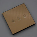 KTNNKG 3 Channel 433MHz 86 Wall Touch Remote Control Switch Wireless RF Transmitter Tempered Glass Panel