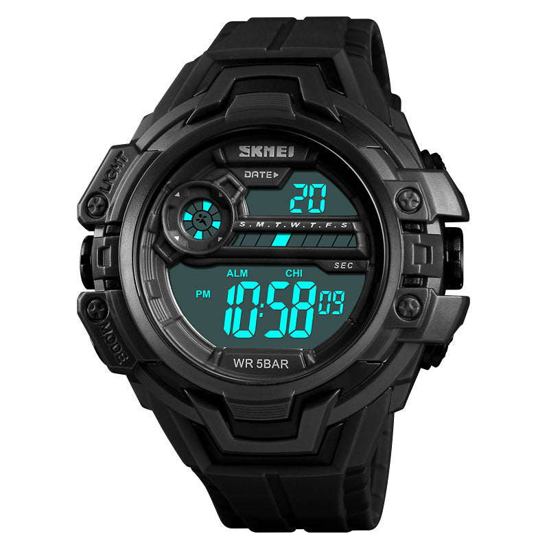 SKMEI 1383 Fashion Calendar Stopwatch Luminous Display Digital Watch 50M Waterproof Sport Watch