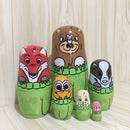 6Pcs/Set Wooden Animals Hand Painted Russian Nesting Dolls Matryoshka Dolls Toys Home Decorations