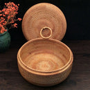 Autumn Rattan Weave Fruit Basket Round Organizers Box Dried Fruit Candy Sna