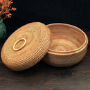 Autumn Rattan Weave Fruit Basket Round Organizers Box Dried Fruit Candy Sna
