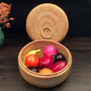 Autumn Rattan Weave Fruit Basket Round Organizers Box Dried Fruit Candy Sna
