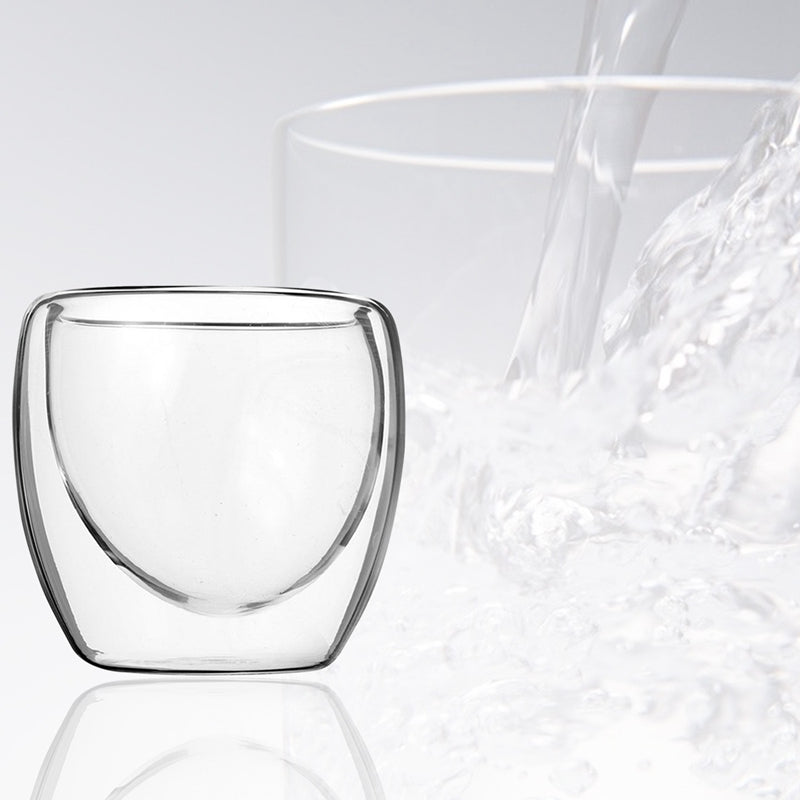 6Pcs/Set Double Wall Heat Resistant Cup Clear Handmade Tea Drink Healthy Dr Y5V8