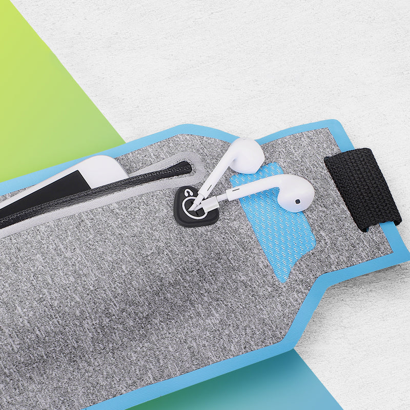 KUULAA Ultra-thin Waterproof Pack Nylon Lycra Reflective Sports Waist Bag Storage Bag with Headphone Hole for Smartphone below 6.5 inch screen