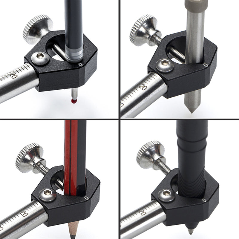 Aluminum Alloy Stainless Steel Woodworking Linear Arc Dual-purpose Scriber Parallel Line Drawing DIY Tools