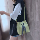 Women'S Scarf Bucket Bag Pu Leather Messenger Bag Ladies Single Shoulder Mo