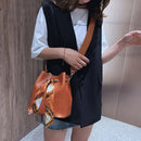 Women'S Scarf Bucket Bag Pu Leather Messenger Bag Ladies Single Shoulder Mo