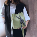 Women'S Scarf Bucket Bag Pu Leather Messenger Bag Ladies Single Shoulder Mo