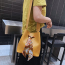 Women'S Scarf Bucket Bag Pu Leather Messenger Bag Ladies Single Shoulder Mo