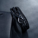 Stainless Steel Buckle Leather Alloy Black Plated 8 Word Imitation Leather Bracelet