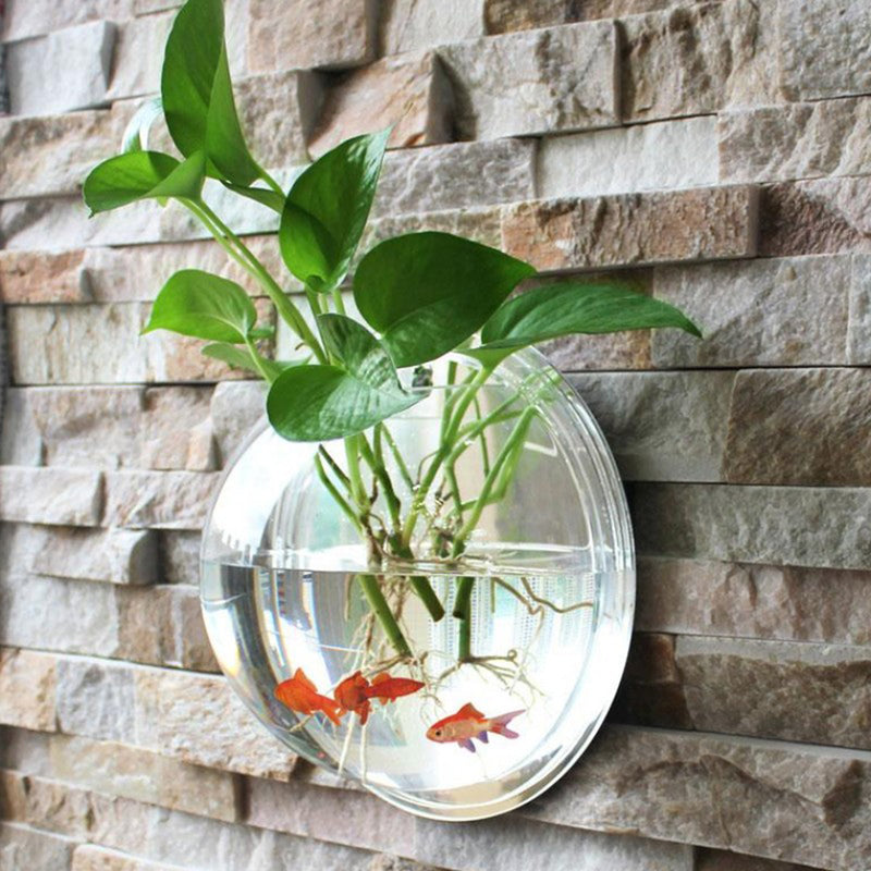 Acrylic Aquarium Fish Tank Wall Mounted Hanging Plant Pot Grow Vase Home Decor
