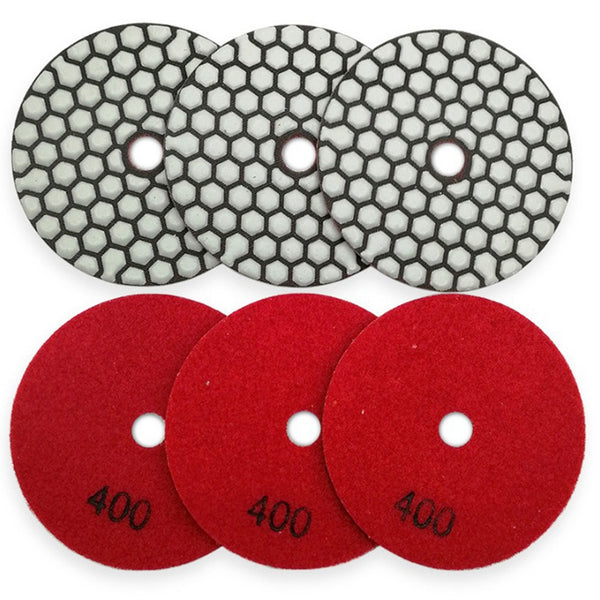 6Pcs 4 Inch/100Mm Grit #400 Diamond Dry Polishing Pad Granite Marble Cerami V7C4