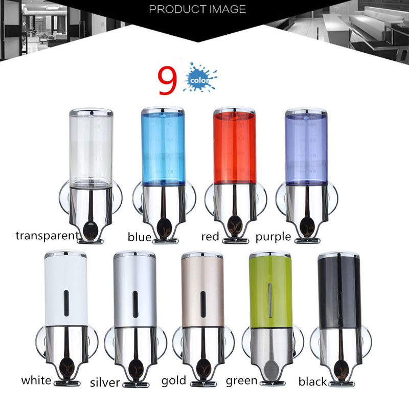 Wall Mounted Bathroom Manually Lotion Shampoo Bottle Dispenser Liquid Soap Squeezer