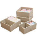 6Pcs Khaki New Non-Woven Storage Container Drawer Divider with Lid Wardrobe