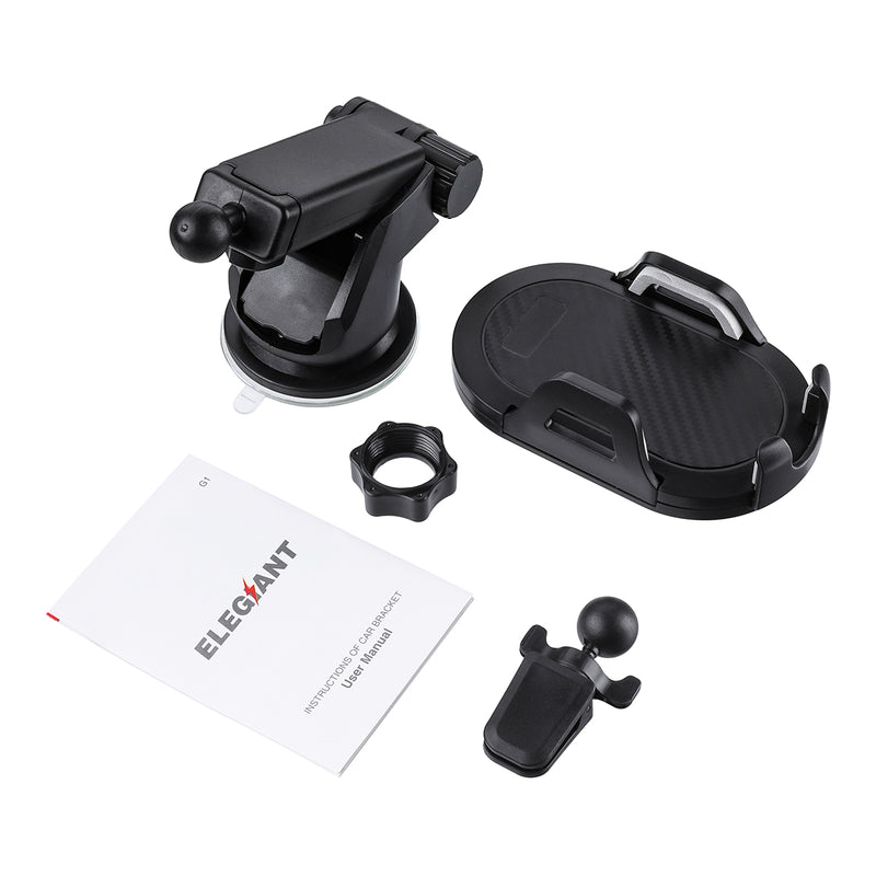 ELEGIANT 2 In 1 Car Air Vent Dashboard Suction Cup Car Phone Holder For 4.0 Inch - 6.5 Inch Smart Phone iPhone XS Max Samsung Galaxy S10 Plus