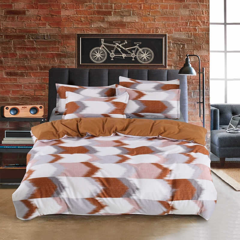 3 PCS Bedding Sets Geometric Lattice Pattern Quilt Cover Pillowcase For Queen Size