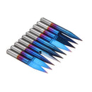 Drillpro 10pcs 0.1-0.7mm 20 Degree Engraving Bit Blue Nano Coated Carbide Flat Bottom PCB Engraving Bit CNC Router Tool