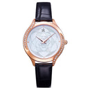 SHENGKE SK K0122 Fritillary Flower Pattern Dial Fashion Women Leather Strap Quartz Watch