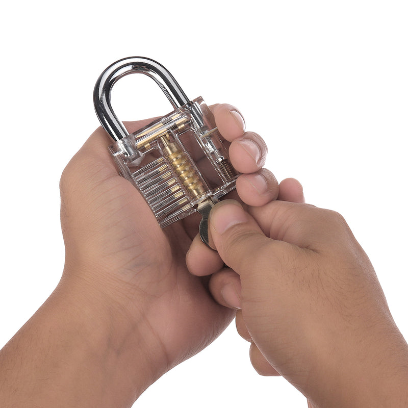 10 Pcs Lock Padlock Picking Kit Tools Unlocking Set 10 Unlock Tool +1 Transparent Lock Lock Picks Set