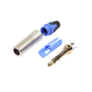 REXLIS Gold-Plated Audio Connector 6.35mm Jack Male Plug Stereo Connector To 6.5MM Female Connector for Microphone guitar TC203N 3 packs / 5 packs