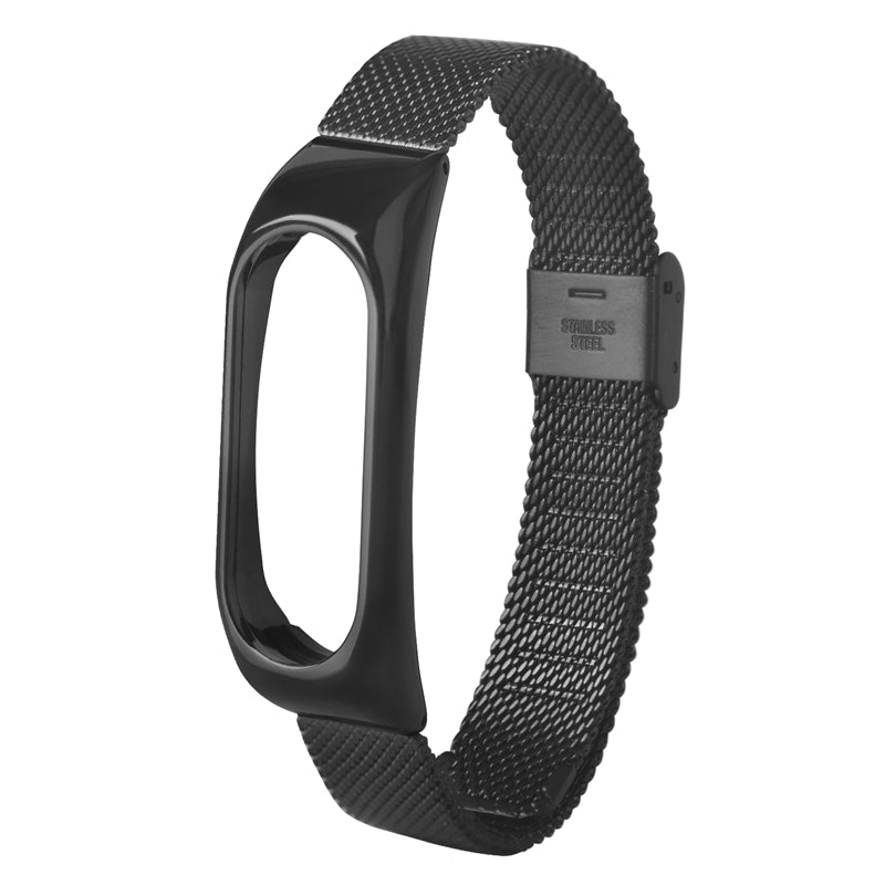 DEFFRUN Stainless Steel Fold Buckle Black Sliver Rose Gold Wrist Strap for XIAOMI Miband 2