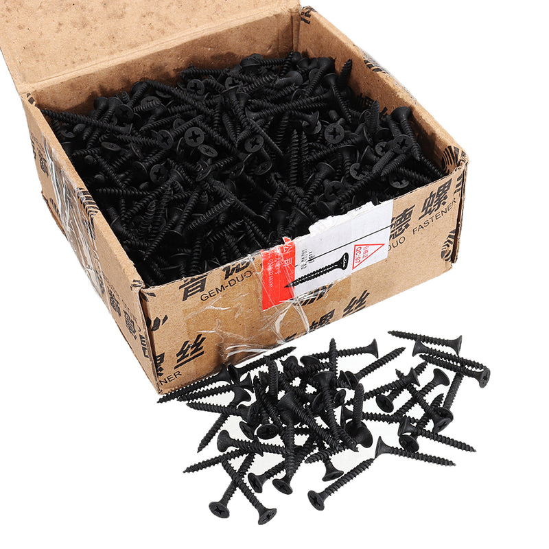 Suleve M3.5CP4 700Pcs M3.5 Cross Black Recessed Flat Head Self Tapping Ash Phosphorus Drywall Metric Threaded Wood Screw Nail Bolt