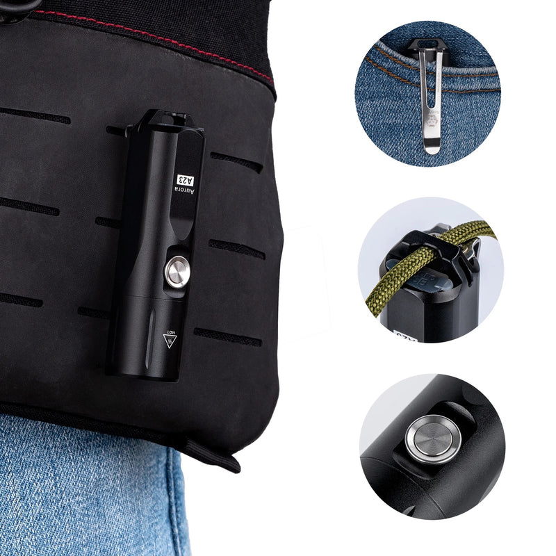 ROVYVON Aurora A23 Compact 1000 Lumens EDC Flashlight USB Rechargeable LED Keychain Light