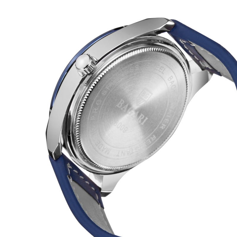 BAGARI 8007P Genuine Leather Watch Band Quartz Watch Calendar Casual Style Men Watch