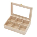 6 Compartments Wooden Tea Bag Box Kitchen Spice Display Storage Chest Essential Oil Container